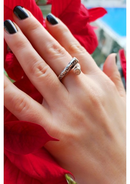 Antik Gümüş Kaplama Totem Şekilli El Yapımı Ayarlanabilir Yüzük indirimleri