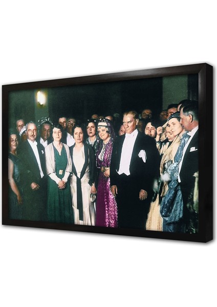 Atatürk ve Halk Çerçeveli Cam Tablo