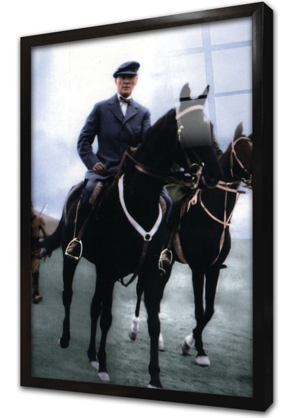 Atatürk At Üstünde Çerçeveli Cam Tablo