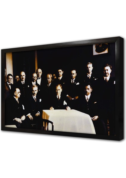 Atatürk Ismet Inönü ve Kurmaylarıyla Çerçeveli Cam Tablo