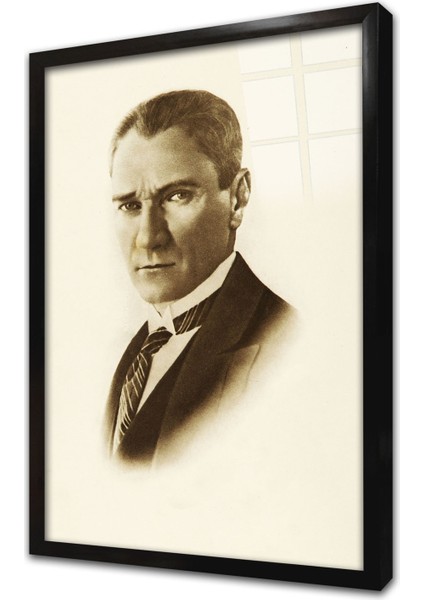Sepya Atatürk Çerçeveli Cam Tablo