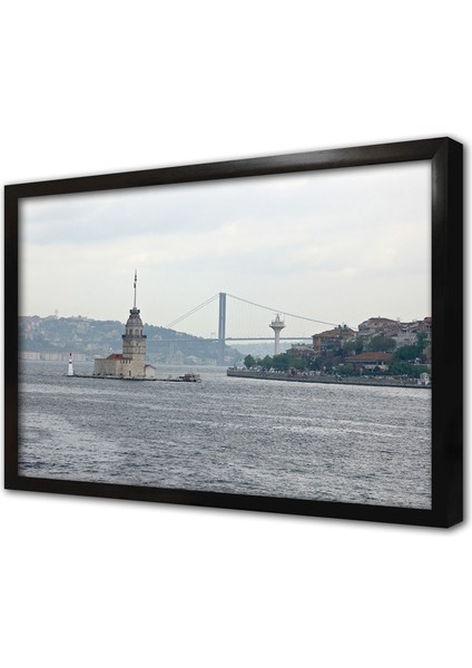 Kız Kulesi ve Boğaziçi Köprüsü Çerçeveli Cam Tablo