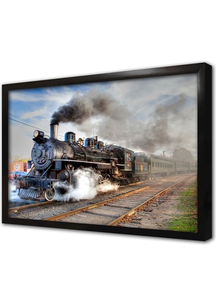 Hızla Ilerleyen Kömürlü Tren Çerçeveli Cam Tablo