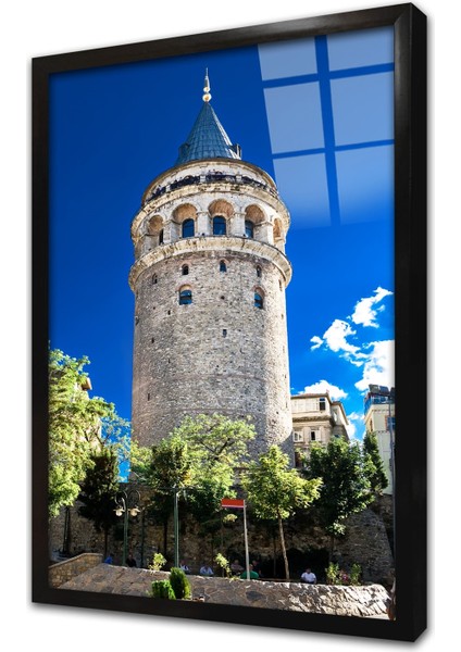 Galata Kulesi Çerçeveli Cam Tablo