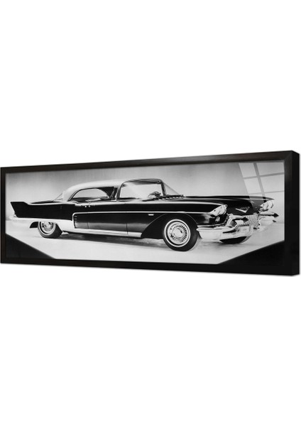 Siyah Klasik Araba Çerçeveli Cam Tablo