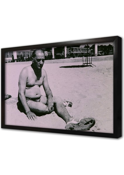 Atatürk Florya Sahilinde Çerçeveli Cam Tablo