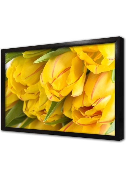 Sarı Çiçekler Çerçeveli Cam Tablo