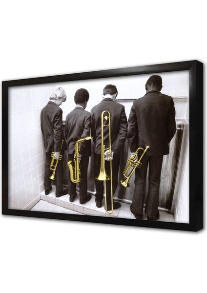 Müzisyenler Çerçeveli Cam Tablo