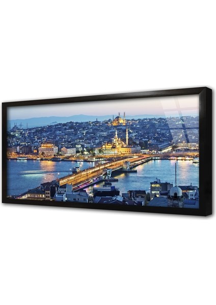 Gece Haliç Çerçeveli Cam Tablo