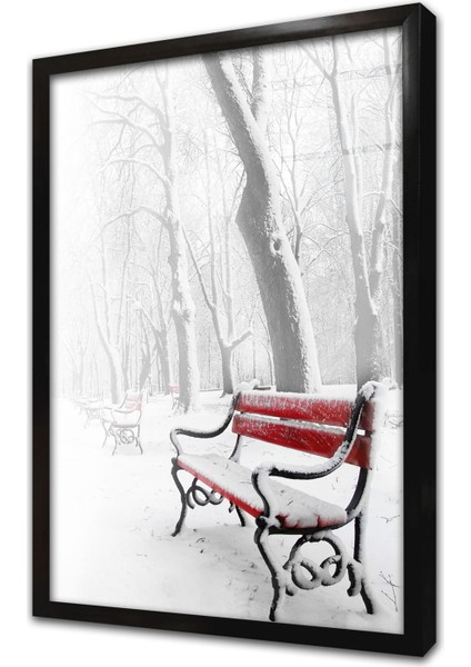 Karlar Altında Kalmış Park Çerçeveli Cam Tablo