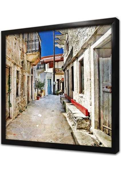 Akdeniz Taş Evleri Çerçeveli Cam Tablo