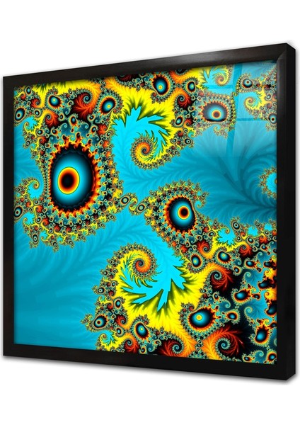 Soyut Grafik Çalışmaları Çerçeveli Cam Tablo