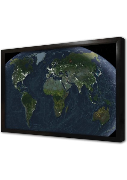 Dünya Haritası Çerçeveli Cam Tablo