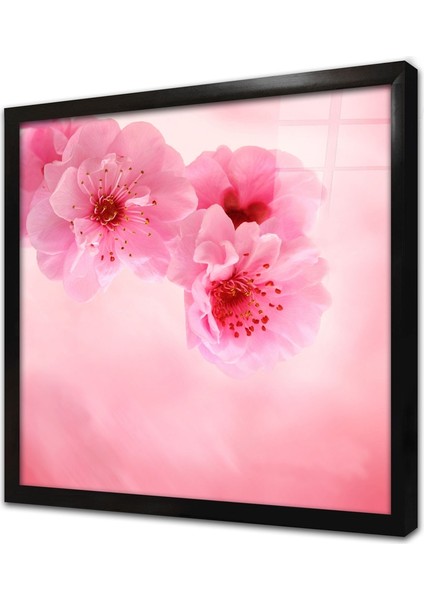 Beyaz Çiçek Çerçeveli Cam Tablo