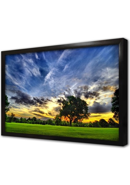 Doğa ve Ağaç Çerçeveli Cam Tablo