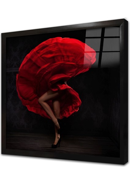 Dans Eden Kadın Çerçeveli Cam Tablo