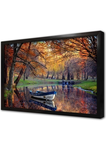 Gölde Kayık Çerçeveli Cam Tablo