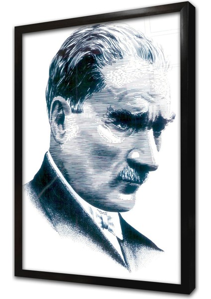 Atatürk Portre Eskizi Çerçeveli Cam Tablo