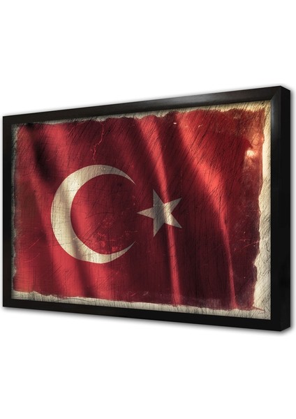 Türk Bayrağı Çerçeveli Cam Tablo