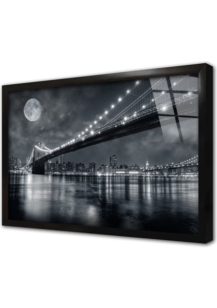 Manhattan Gece Çerçeveli Cam Tablo