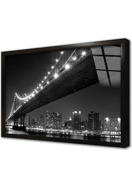 Manhattan Gece Çerçeveli Cam Tablo
