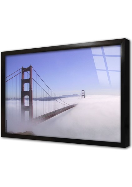Golden Gate Köprüsü Çerçeveli Cam Tablo