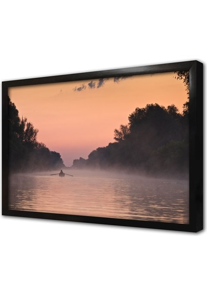Gölde Kayık Çerçeveli Cam Tablo