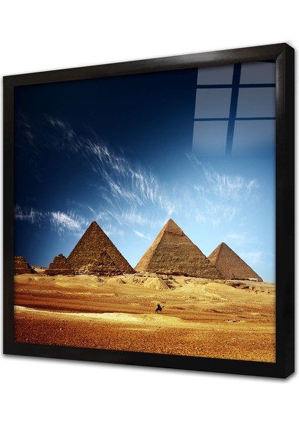 Mısır Piramitleri Çerçeveli Cam Tablo