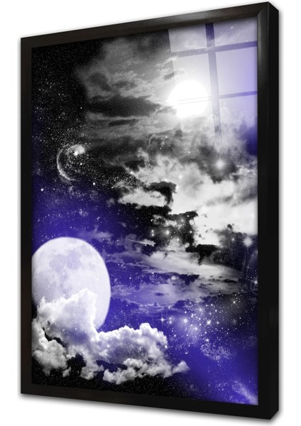 Fantastik Gökyüzü Çerçeveli Cam Tablo