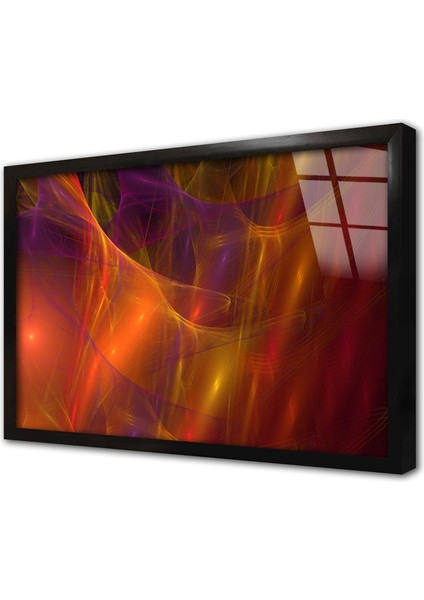 Soyut Grafik Çalışmaları Çerçeveli Cam Tablo