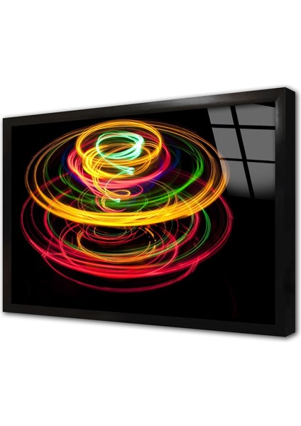 Soyut Grafik Çalışmaları Çerçeveli Cam Tablo