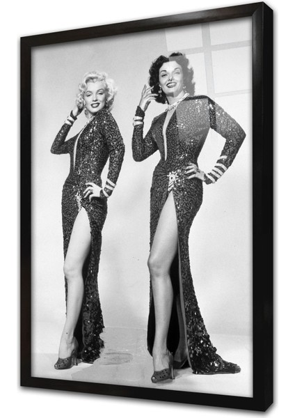Siyah Beyaz Marilyn Monroe Çerçeveli Cam Tablo