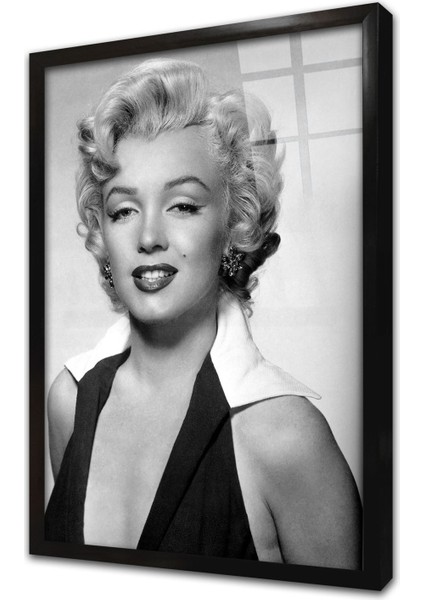 Marliyn Monroe Siyah Beyaz Çerçeveli Cam Tablo