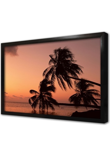 Palmiye Çerçeveli Cam Tablo