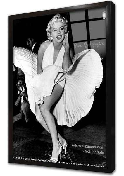 Siyah Beyaz Marilyn Monroe Çerçeveli Cam Tablo
