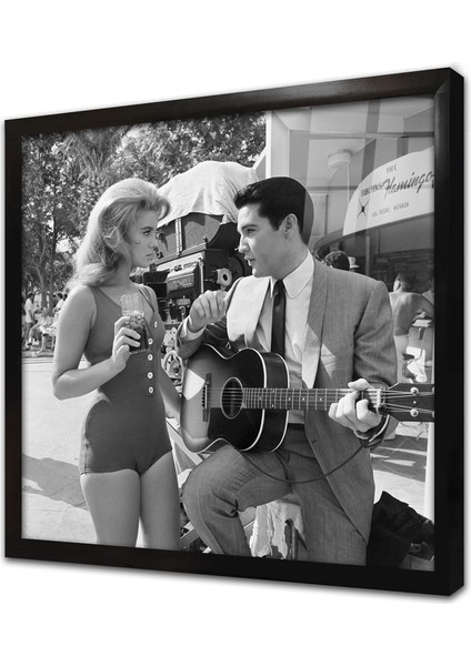 Elvis Presley ve Ann Margaret Çerçeveli Cam Tablo