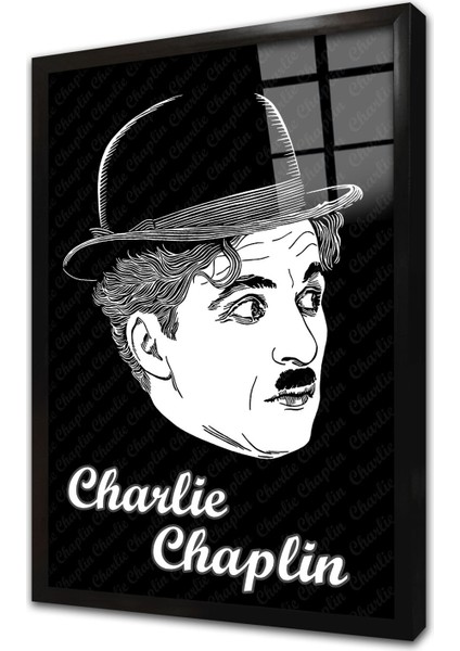 Charlie Chaplin Posteri Çerçeveli Cam Tablo