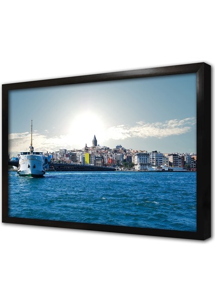 Haliç ve Vapur Çerçeveli Cam Tablo