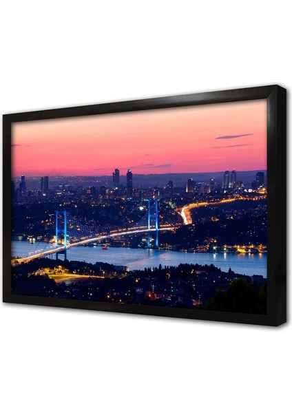 Istanbul Boğaz Köprüsü Çerçeveli Cam Tablo