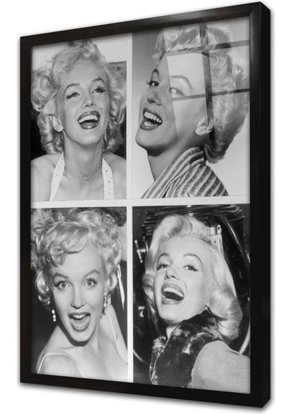 Beyaz Gecelikle Marliyn Monroe Çerçeveli Cam Tablo