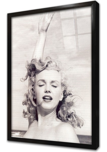 Siyah Beyaz Marilyn Monroe Çerçeveli Cam Tablo