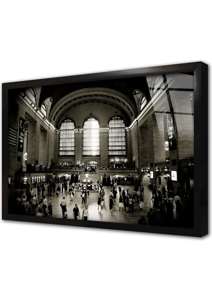 New York Grand Central Terminal Çerçeveli Cam Tablo