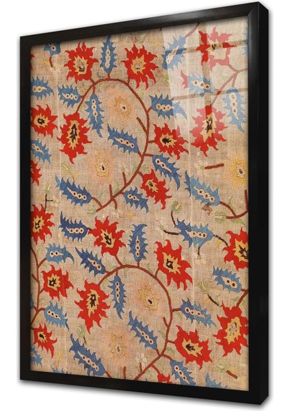 Osmanlı Etnik Kumaş Desenleri Çerçeveli Cam Tablo