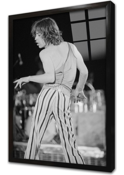 Mick Jagger Çerçeveli Cam Tablo