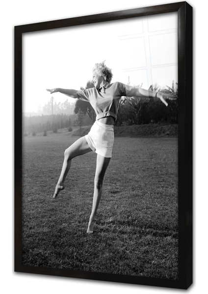 Marliyn Monroe Siyah Beyaz Çerçeveli Cam Tablo