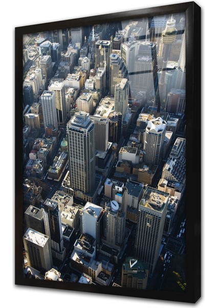 New York Şehir Çerçeveli Cam Tablo