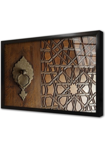 Ahşap Oyma Kapı Çerçeveli Cam Tablo