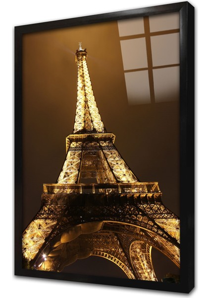 Eyfel Gece Çerçeveli Cam Tablo