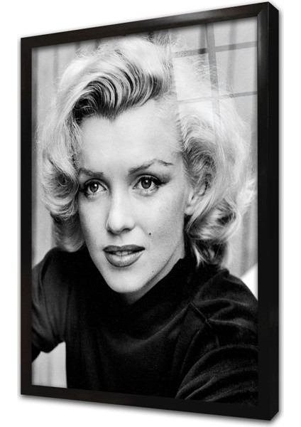 Marliyn Monroe Siyah Beyaz Çerçeveli Cam Tablo