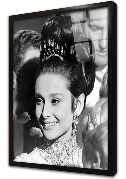 Audrey Hepburn Çerçeveli Cam Tablo